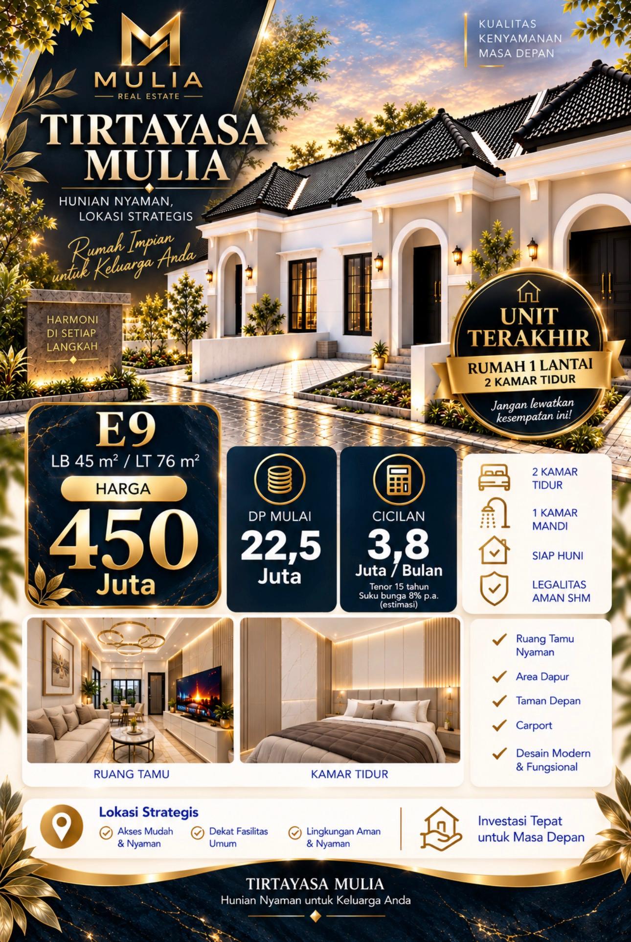 Foto Tirtayasa Mulia Tipe E9 – Unit Terakhir, Siap Huni!
